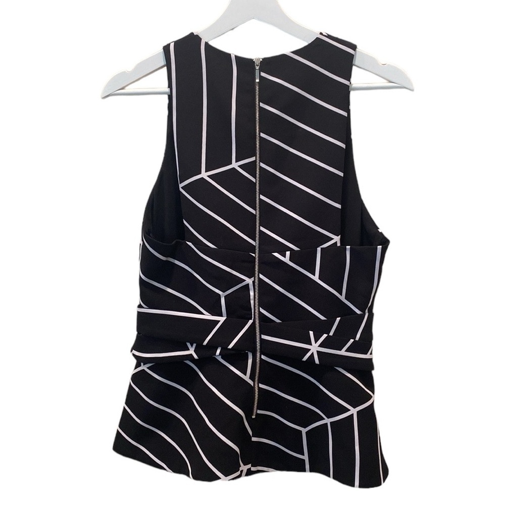Keepsake asymmetrical striped sleeveless black white blouse - Picture 4 of 5